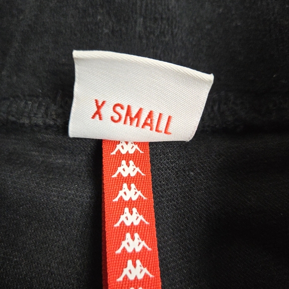 Kappa 222 Banda Black Velour Saxeever Biker Shorts Rhinestone Logo Streetwear - Picture 9 of 12